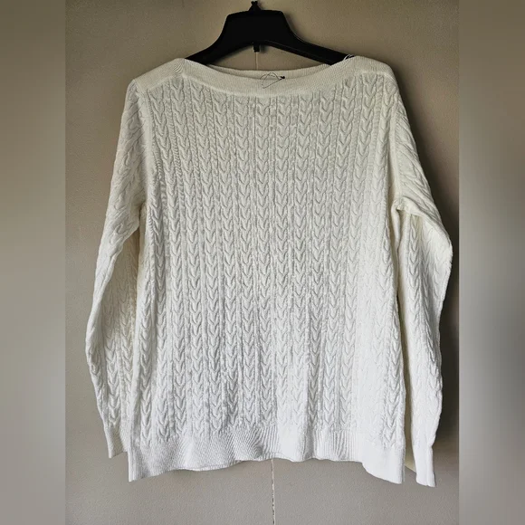 Tommy Hilfiger White Cable Knit Sweater - Picture 4 of 16